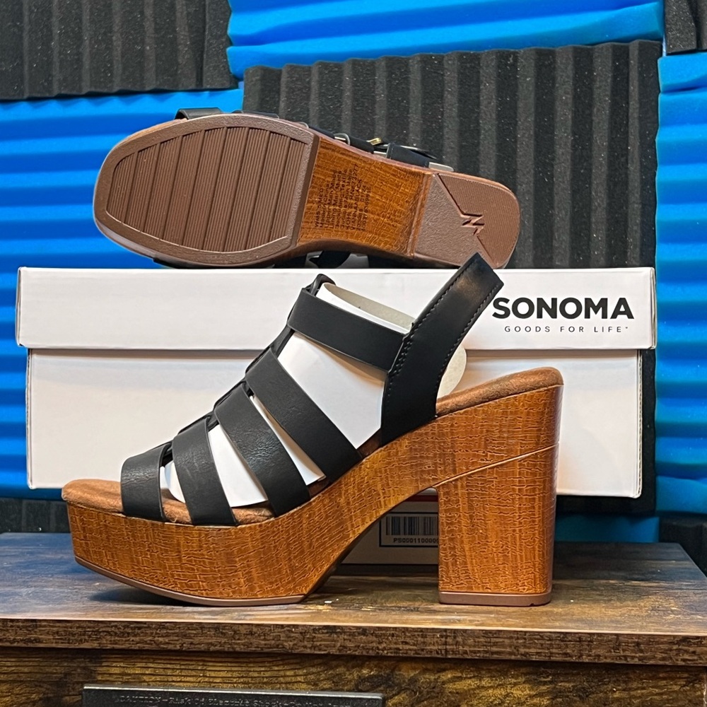 Sonoma Goods For Life Vianna Platform Sandals BLACK Women's